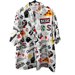 Chicago White Sox Baseball Button Up Shirt size XL White Logo Print Short Sleeve